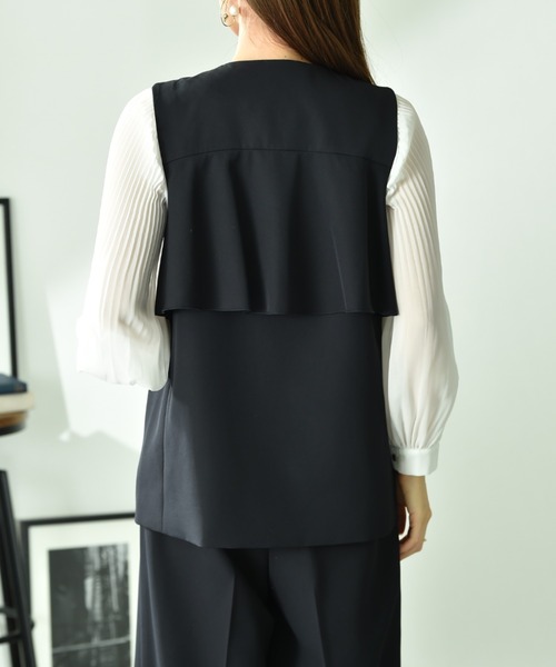 【現行品/美品】FENNEL ジレ 黒 入学式 卒業式 フリル INTERPLANET（インタープラネット） ベスト ジレ 入学式 卒業式 ツイル