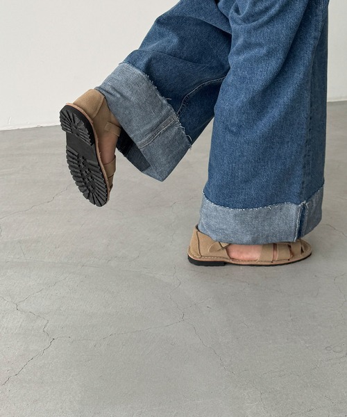 「CANAL JEAN」 「MOJO」フラットサンダル 24.5 グレー レディース