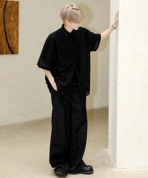 「neos」 半袖シャツ MEDIUM ブラック メンズ_画像3