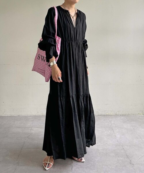 「SHENERY」 長袖ワンピース 38 レッド レディース_画像2