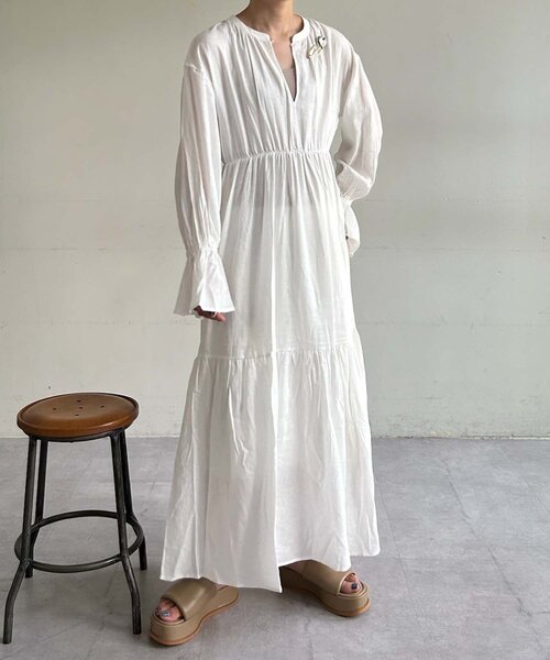 「SHENERY」 長袖ワンピース 38 レッド レディース_画像3