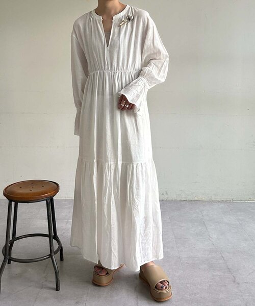 「SHENERY」 長袖ワンピース 38 レッド レディース_画像4