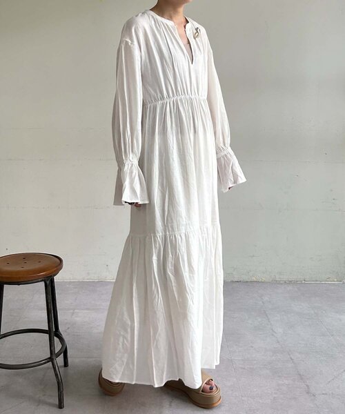 「SHENERY」 長袖ワンピース 38 レッド レディース_画像5