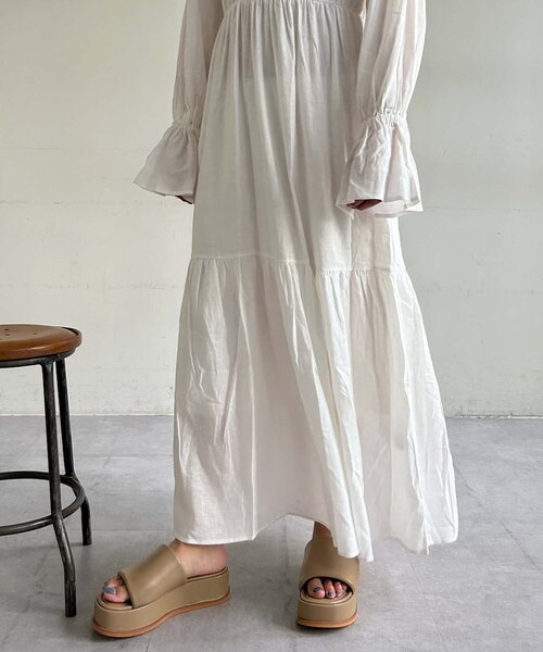 「SHENERY」 長袖ワンピース 38 レッド レディース_画像7