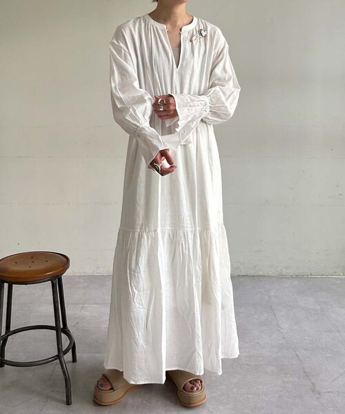 「SHENERY」 長袖ワンピース 38 レッド レディース_画像8