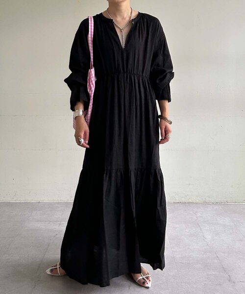 「SHENERY」 長袖ワンピース 38 レッド レディース_画像10