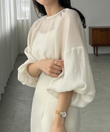 「Louere」 長袖ブラウス LARGE ピンクベージュ レディースの画像2
