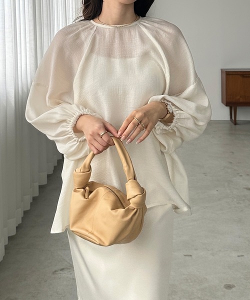 「Louere」 長袖ブラウス LARGE ピンクベージュ レディースの画像4