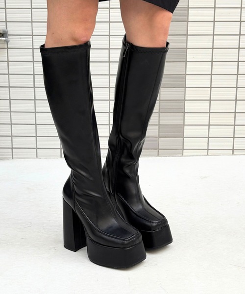 正規品TomFord レアトムフォード ロングブーツ ライン 24cm イタリア Tomieco（トミエコ） ロング ブーツ ストレッチ 厚底ロングブーツ