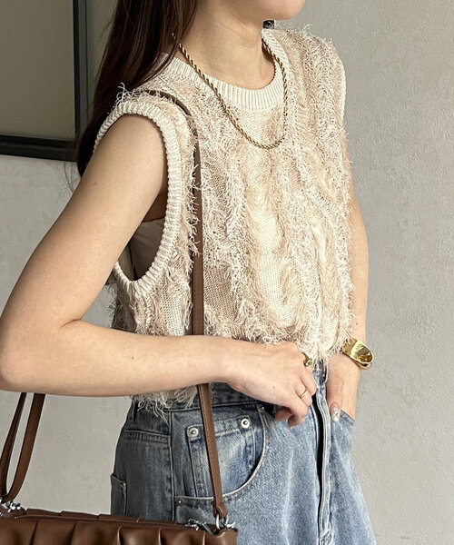 「Thevon」 ノースリーブニット FREE アイボリー レディース_画像5