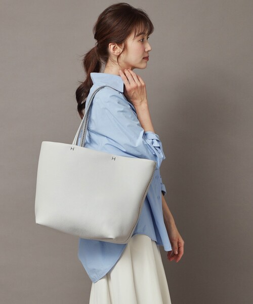 ★極美品★HIROFUバックイタリア。おしゃれなグレージュ HIROFU（ヒロフ） トートバッグ 「チッタ」レザートートバッグ L A4