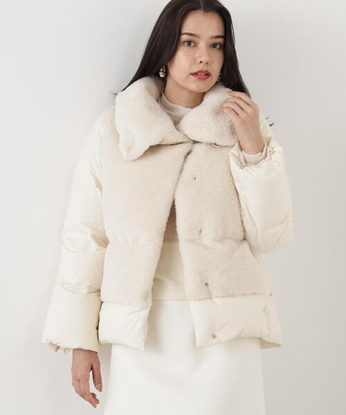 PINKY&DIANNE ベージュファー付きダウンコート Pinky&Dianne ピンキーアンドダイアン ダウンコート 36 ベージュ