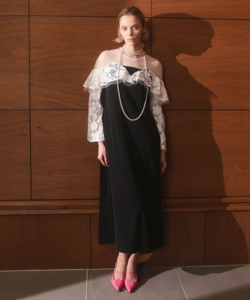 ドレス 「ANDRESD」lace raffle dress 結婚式 パーティードレス オケージョンドレス お呼ばれ 二次会 成人式 同窓会