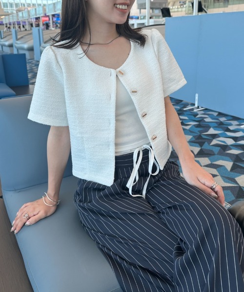「solleim」 ノーカラージャケット M ブラック レディース_画像4