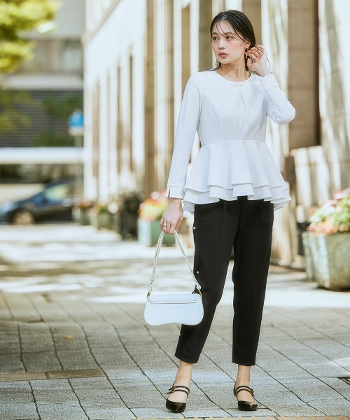 ニッセン（nissen） セットアップ カットジョーゼットペプラムブラウス