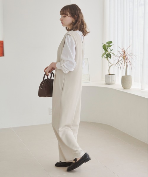 ANGIE サロペット オーバーオール 「セットアップ対応」Vネック