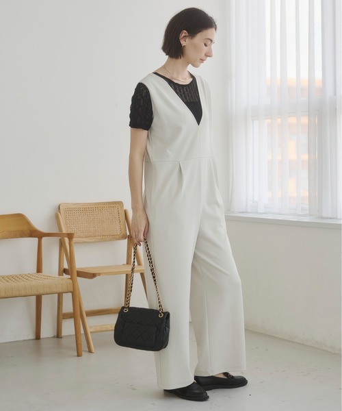ANGIE サロペット オーバーオール 「セットアップ対応」Vネック