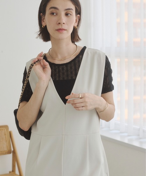 ANGIE サロペット オーバーオール 「セットアップ対応」Vネック