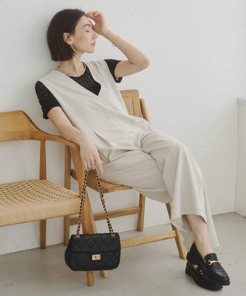 ANGIE サロペット オーバーオール 「セットアップ対応」Vネック