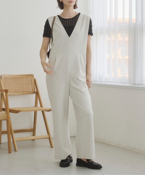 ANGIE サロペット オーバーオール 「セットアップ対応」Vネック