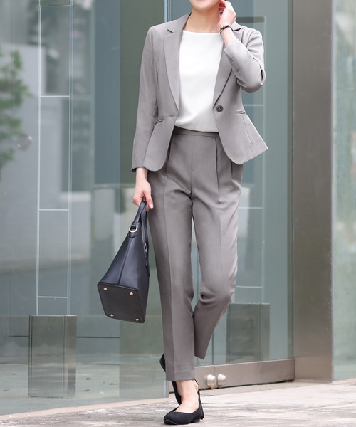 「Flolia」 テーラードジャケット 2L グレー レディース_画像3