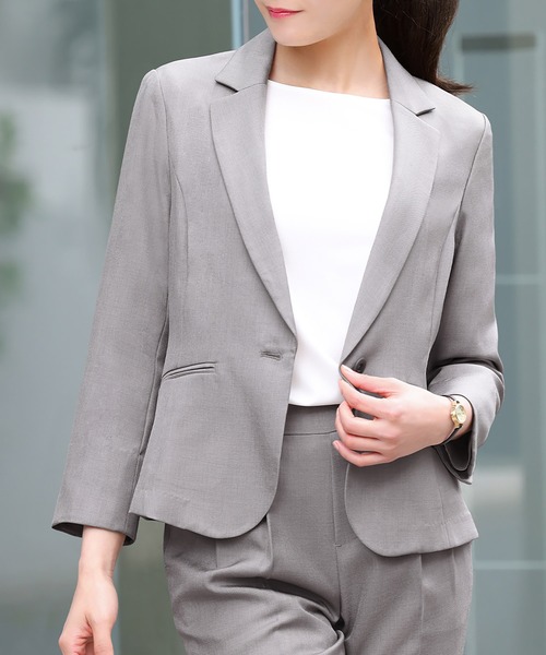 「Flolia」 テーラードジャケット 2L グレー レディース_画像4