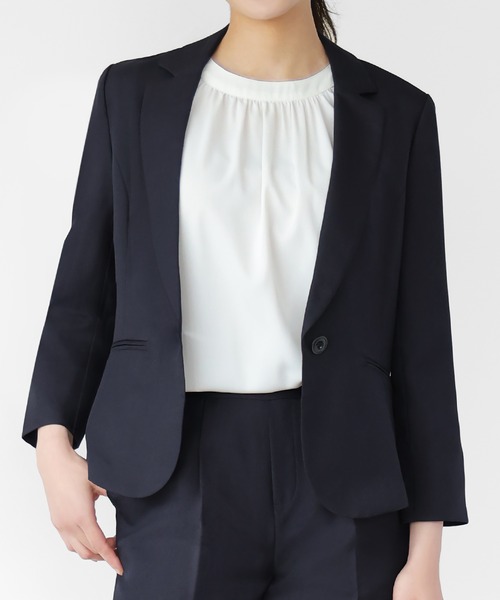 「Flolia」 テーラードジャケット 2L グレー レディース_画像9