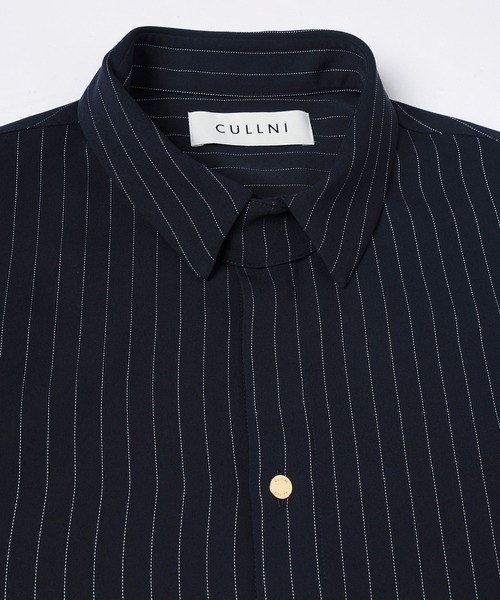 CULLNI（クルニ） シャツ Stripe Double Cloth Chin Tab Long Sleeve