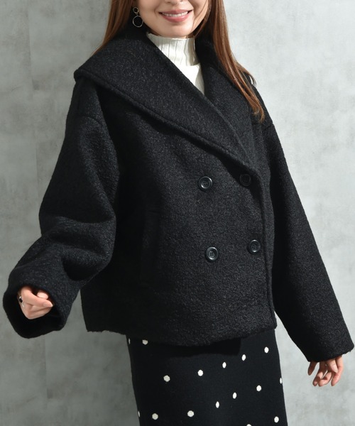 「INTERPLANET」 ピーコート FREE ブラック レディース_画像7