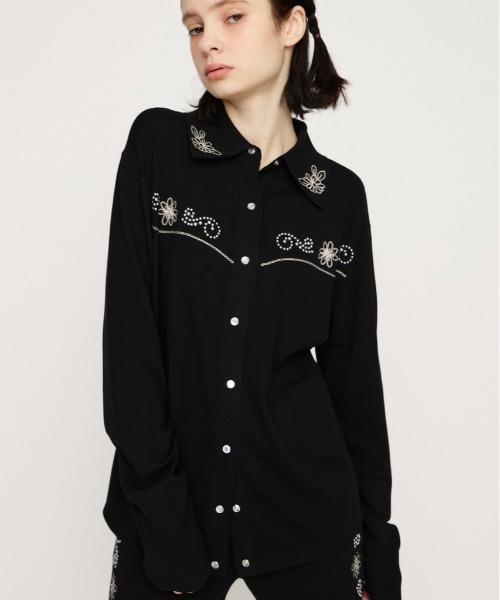 SLY（スライ） ニット セーター WESTERN STUDS KNIT SHIRT ウェスタン