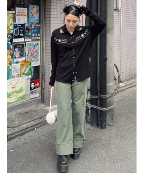 sly WESTERN STUDS KNIT シャツ 黒 SLY | WESTERN STUDS KNIT シャツ (シャツ・ブラウス ) |SHEL'TTER