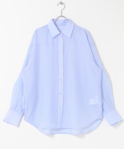 ブラウス シャツ 「接触冷感/速乾」シアーストライプアレンジシャツ レディースの画像