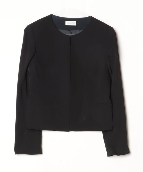洗える！PLST プラステ ノーカラージャケット パンツ セットアップ 黒 M PLST（プラステ） ノーカラージャケット M ブラック レディース