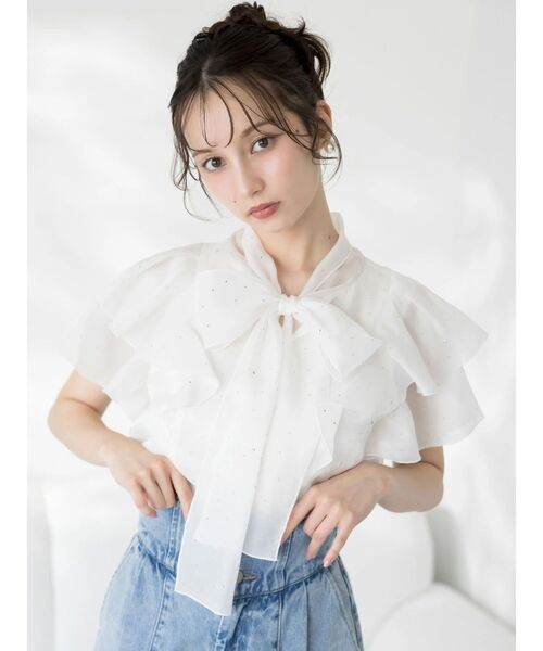 週末限定♡袖フレアブラウス ジョーゼットフレアブラウス