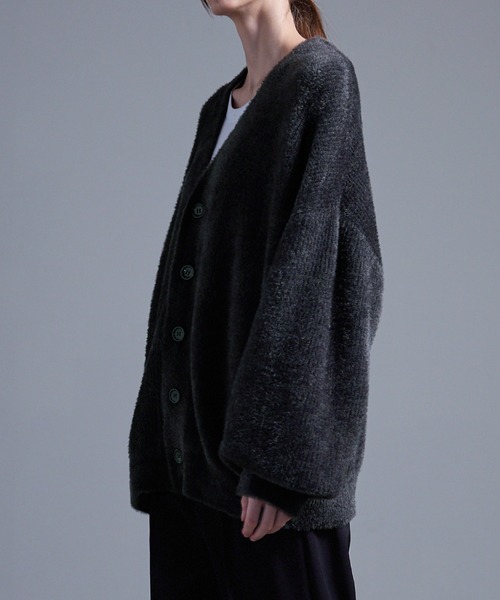 「Loose/ルース」 ニットカーディガン X-SMALL ダークブラウン メンズ_画像3