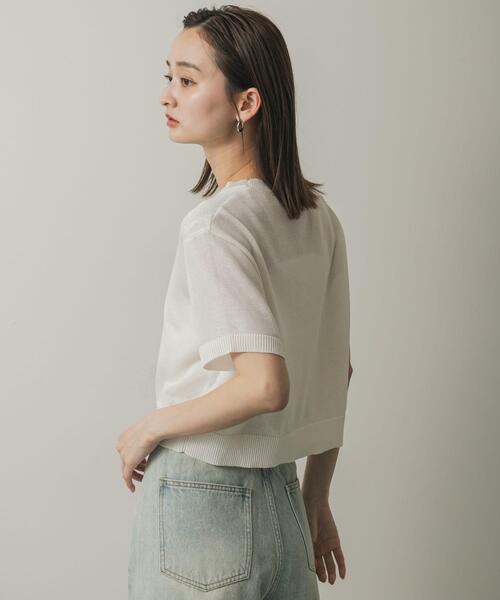 「SENSE OF PLACE by URBAN RESEARCH」 半袖ニット ONE オフホワイト レディース_画像3