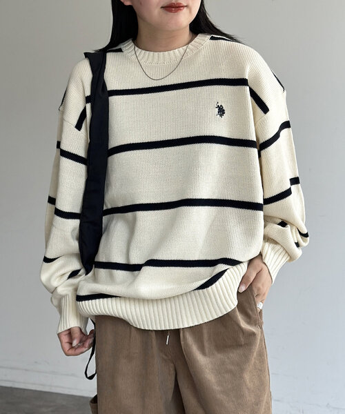 「CPCM」 「U.S.POLO ASSN.」長袖ニット MEDIUM アイボリー レディース_画像2