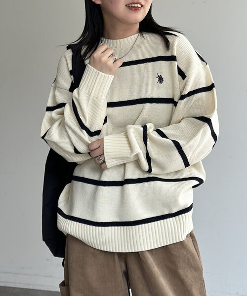 「CPCM」 「U.S.POLO ASSN.」長袖ニット MEDIUM アイボリー レディース_画像6