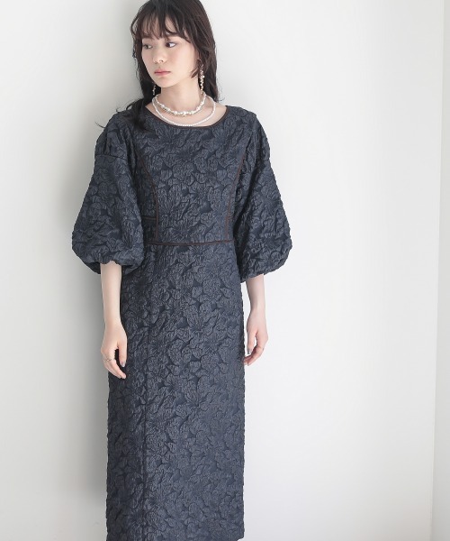「Callarus」 7分袖ワンピース 3L ネイビー レディース_画像6