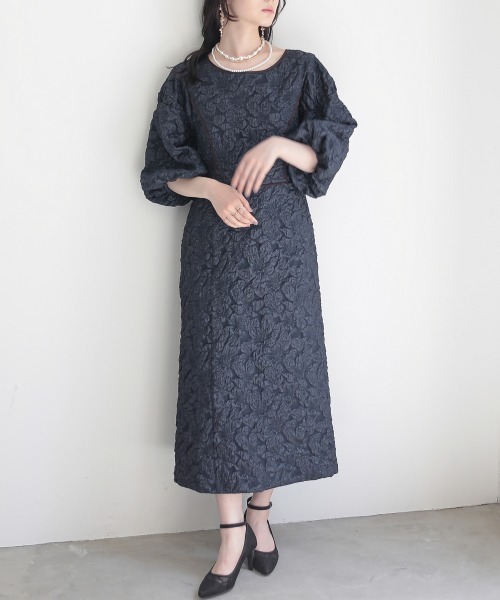 「Callarus」 7分袖ワンピース 3L ネイビー レディース_画像7