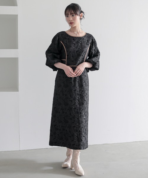 「Callarus」 7分袖ワンピース 3L ネイビー レディース_画像9