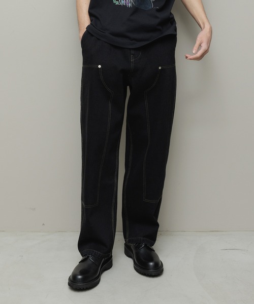 bal（バル） ワイドパンツ ジーンズ DENIM FAUX STITCH CARPENTER PANT