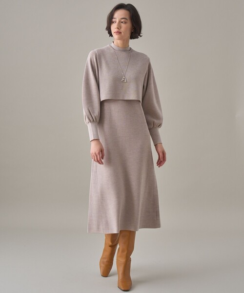 「ANAYI」 ニットワンピース 34 ライトグレー レディース_画像5