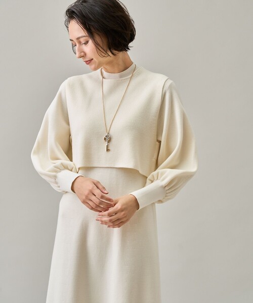 「ANAYI」 ニットワンピース 34 ライトグレー レディース_画像8