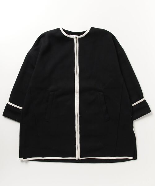 「SHIPS any」 ノーカラーコート ONE SIZE ブラック レディース