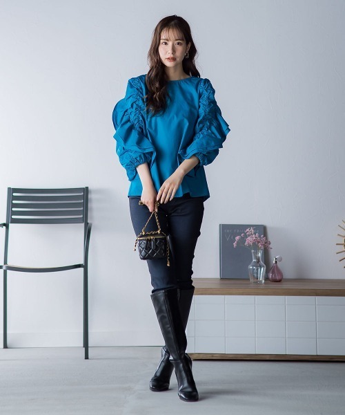 「VICKY」 長袖ブラウス M ブルー レディース_画像6