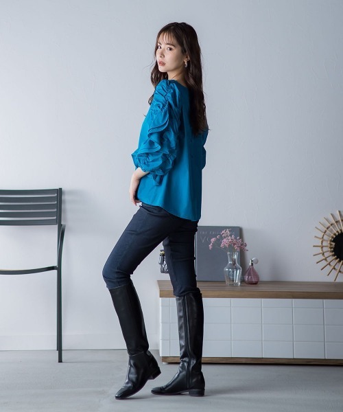 「VICKY」 長袖ブラウス M ブルー レディース_画像7