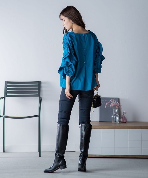 「VICKY」 長袖ブラウス M ブルー レディース_画像8