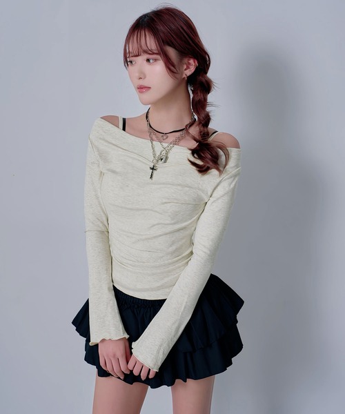 Diable baiser（ディアブルベーゼ） tシャツ レイヤード風フレア袖