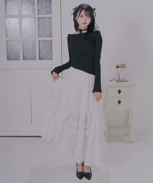 QutieFlash オフショル姫袖カットソー Diable baiser（ディアブルベーゼ） tシャツ レイヤード風フレア袖